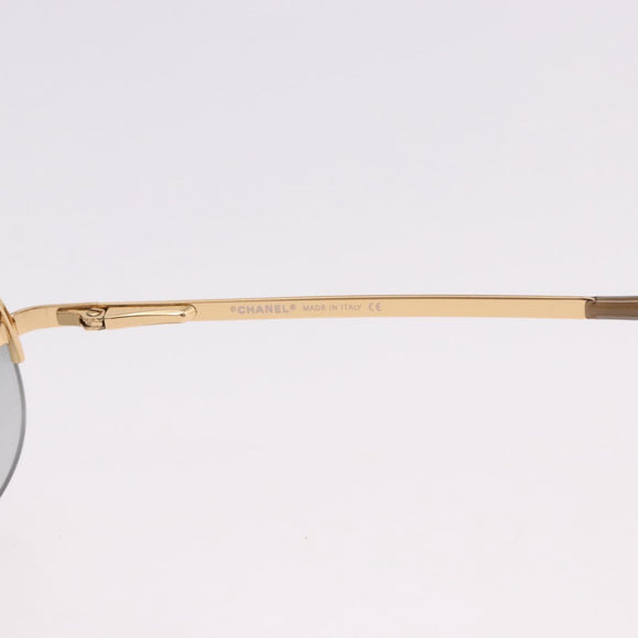 CHANEL Rimless CC Sunglasses metal Gray CC Auth am12112M