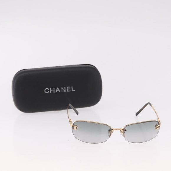 CHANEL Rimless CC Sunglasses metal Gray CC Auth am12112M