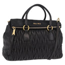 Miu Miu Matelasse Hand Bag Leather 2way Black Gold Auth am12113V-1