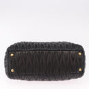 Miu Miu Matelasse Hand Bag Leather 2way Black Gold Auth am12113V-5