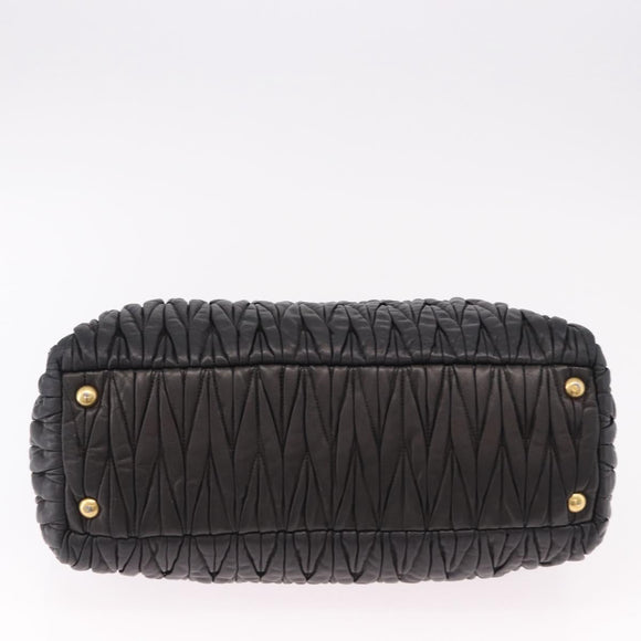 Miu Miu Matelasse Hand Bag Leather 2way Black Gold Auth am12113V