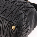 Miu Miu Matelasse Hand Bag Leather 2way Black Gold Auth am12113V-16