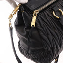 Miu Miu Matelasse Hand Bag Leather 2way Black Gold Auth am12113V-18