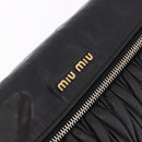 Miu Miu Matelasse Hand Bag Leather 2way Black Gold Auth am12113V-19