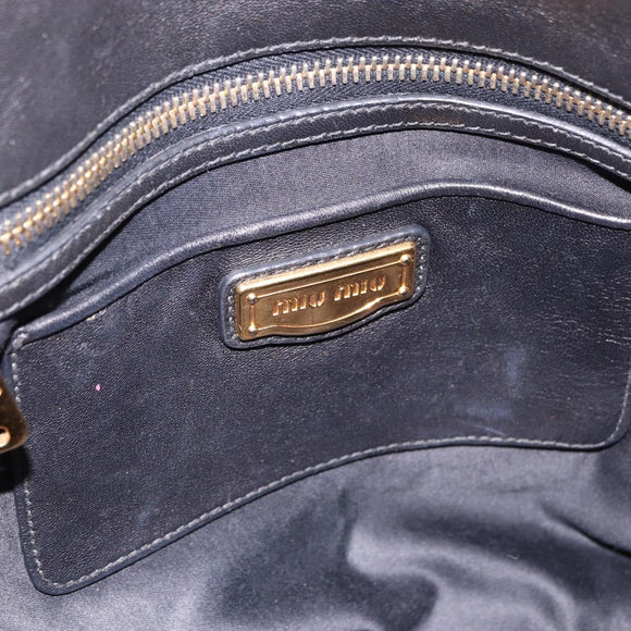 Miu Miu Matelasse Hand Bag Leather 2way Black Gold Auth am12113V