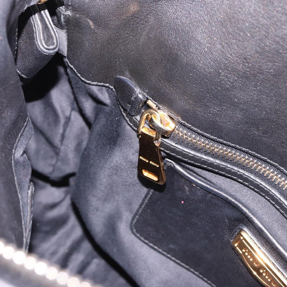 Miu Miu Matelasse Hand Bag Leather 2way Black Gold Auth am12113V
