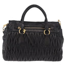 Miu Miu Matelasse Hand Bag Leather 2way Black Gold Auth am12113V-2