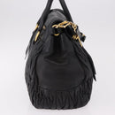 Miu Miu Matelasse Hand Bag Leather 2way Black Gold Auth am12113V-4