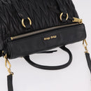 Miu Miu Matelasse Hand Bag Leather 2way Black Gold Auth am12113V-6