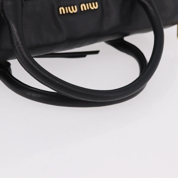Miu Miu Matelasse Hand Bag Leather 2way Black Gold Auth am12113V