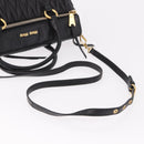 Miu Miu Matelasse Hand Bag Leather 2way Black Gold Auth am12113V-8