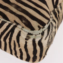 FENDI Zebra Pattern Mamma Baguette Bag Harako leather Beige Gold Auth am12114SAM-8