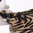FENDI Zebra Pattern Mamma Baguette Bag Harako leather Beige Gold Auth am12114SAM-9