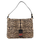 FENDI Zebra Pattern Mamma Baguette Bag Harako leather Beige Gold Auth am12114SAM-13