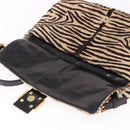 FENDI Zebra Pattern Mamma Baguette Bag Harako leather Beige Gold Auth am12114SAM-25