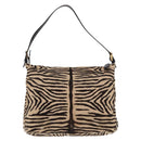 FENDI Zebra Pattern Mamma Baguette Bag Harako leather Beige Gold Auth am12114SAM-2