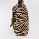 FENDI Zebra Pattern Mamma Baguette Bag Harako leather Beige Gold Auth am12114SAM-3