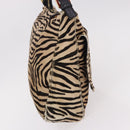 FENDI Zebra Pattern Mamma Baguette Bag Harako leather Beige Gold Auth am12114SAM-4