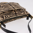 FENDI Zebra Pattern Mamma Baguette Bag Harako leather Beige Gold Auth am12114SAM-6