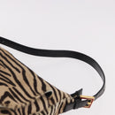 FENDI Zebra Pattern Mamma Baguette Bag Harako leather Beige Gold Auth am12114SAM-14