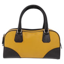 PRADA Hand Bag Leather Yellow Silver Auth am12115V-2