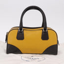 PRADA Hand Bag Leather Yellow Silver Auth am12115V-27