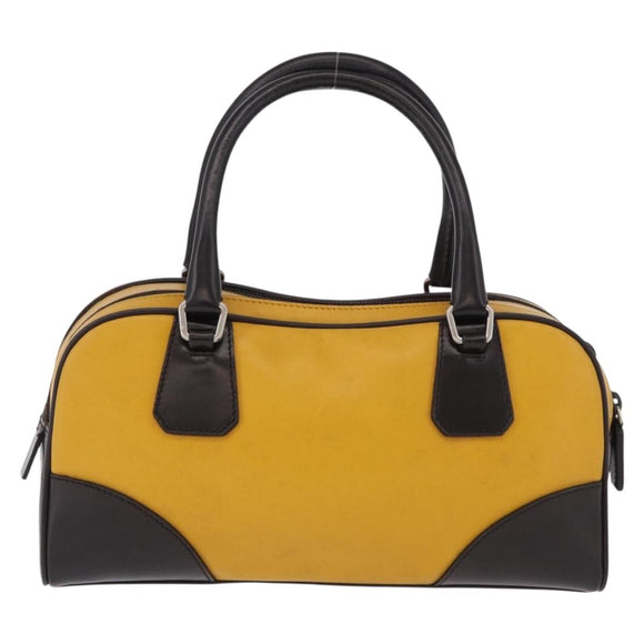 PRADA Hand Bag Leather Yellow Silver Auth am12115V