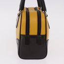 PRADA Hand Bag Leather Yellow Silver Auth am12115V-4