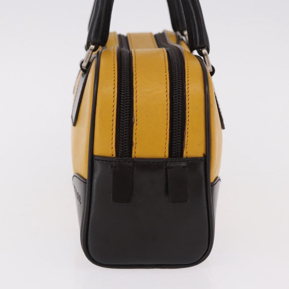 PRADA Hand Bag Leather Yellow Silver Auth am12115V