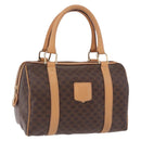 CELINE Macadam Canvas Mini Boston Bag PVC Leather Brown Gold Auth am12116A-1