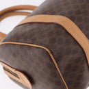 CELINE Macadam Canvas Mini Boston Bag PVC Leather Brown Gold Auth am12116A-15