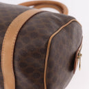 CELINE Macadam Canvas Mini Boston Bag PVC Leather Brown Gold Auth am12116A-16