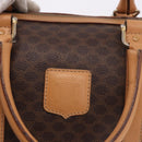 CELINE Macadam Canvas Mini Boston Bag PVC Leather Brown Gold Auth am12116A-18