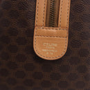 CELINE Macadam Canvas Mini Boston Bag PVC Leather Brown Gold Auth am12116A-12