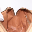 CELINE Macadam Canvas Mini Boston Bag PVC Leather Brown Gold Auth am12116A-20
