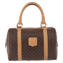 CELINE Macadam Canvas Mini Boston Bag PVC Leather Brown Gold Auth am12116A-13