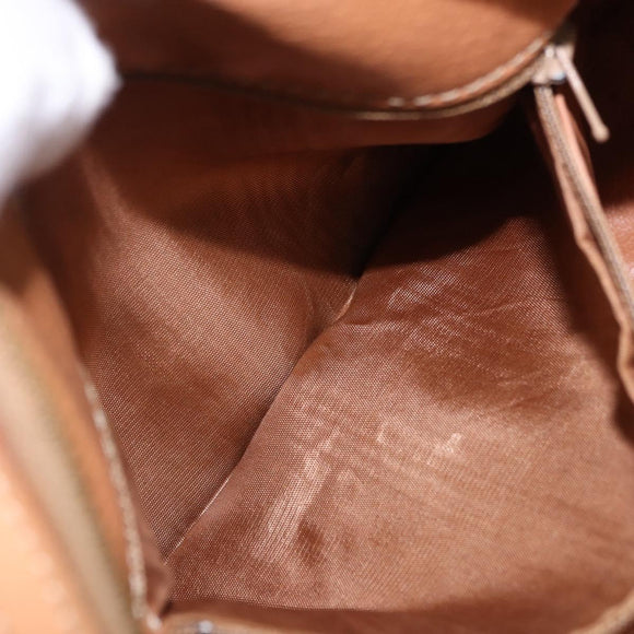 CELINE Macadam Canvas Mini Boston Bag PVC Leather Brown Gold Auth am12116A