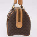 CELINE Macadam Canvas Mini Boston Bag PVC Leather Brown Gold Auth am12116A-3