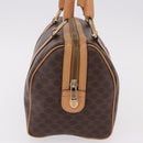 CELINE Macadam Canvas Mini Boston Bag PVC Leather Brown Gold Auth am12116A-4