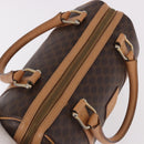 CELINE Macadam Canvas Mini Boston Bag PVC Leather Brown Gold Auth am12116A-6