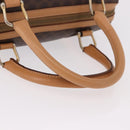 CELINE Macadam Canvas Mini Boston Bag PVC Leather Brown Gold Auth am12116A-7