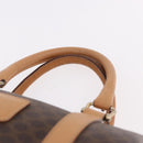 CELINE Macadam Canvas Mini Boston Bag PVC Leather Brown Gold Auth am12116A-8