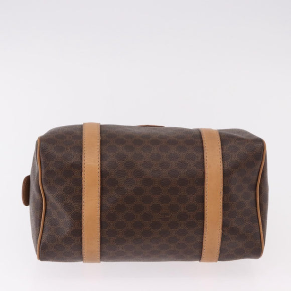 CELINE Macadam Canvas Mini Boston Bag PVC Leather Brown Gold Auth am12116A