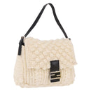 FENDI Mamma Baguette Shoulder Bag Wool White Black Auth am12117SAV-1