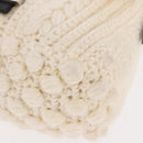 FENDI Mamma Baguette Shoulder Bag Wool White Black Auth am12117SAV-16