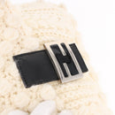 FENDI Mamma Baguette Shoulder Bag Wool White Black Auth am12117SAV-20