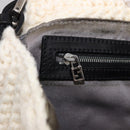 FENDI Mamma Baguette Shoulder Bag Wool White Black Auth am12117SAV-25
