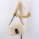 FENDI Mamma Baguette Shoulder Bag Wool White Black Auth am12117SAV-27