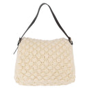 FENDI Mamma Baguette Shoulder Bag Wool White Black Auth am12117SAV-2