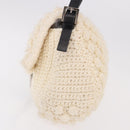 FENDI Mamma Baguette Shoulder Bag Wool White Black Auth am12117SAV-3